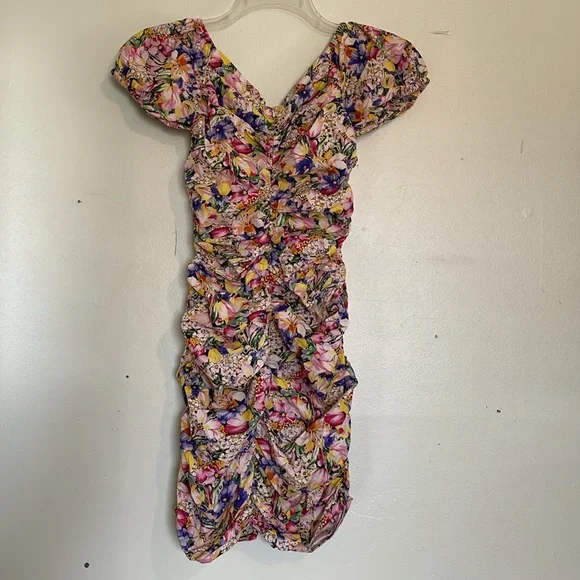 Zara Ruched Dress with Bright Floral Print, size S - Picture 8 of 11